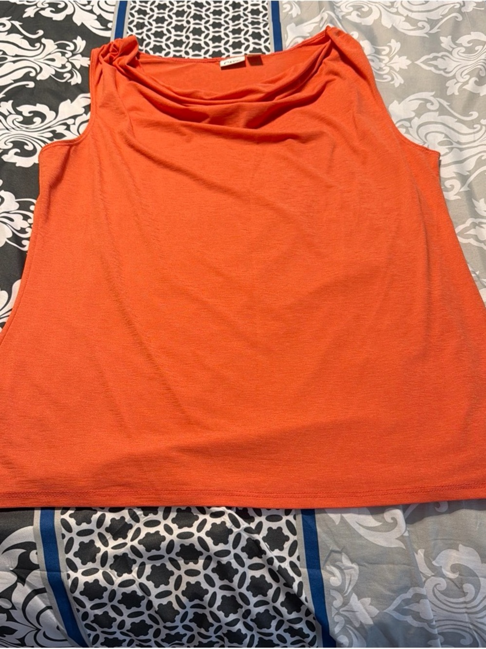 Cato Orange Draped Neck Sleeveless Top
